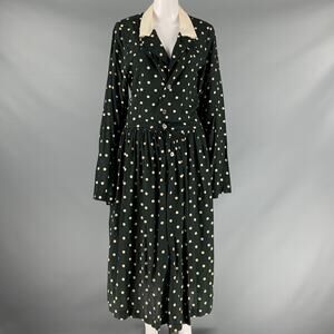 COMME des GARCONS Size S Black White Rayon Polka Dot Long Sleeve Dress
